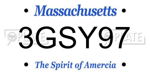 3GSY97 Massachusetts License Plate