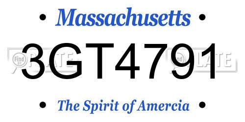 3GT4791 Massachusetts License Plate