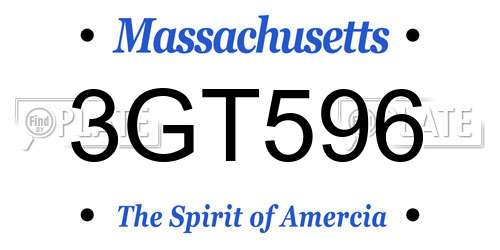 3GT596 Massachusetts License Plate