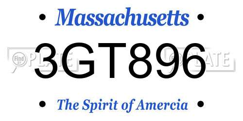 3GT896 Massachusetts License Plate