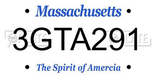 3GTA291 Massachusetts License Plate