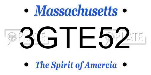 3GTE52 Massachusetts License Plate