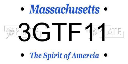 3GTF11 Massachusetts License Plate