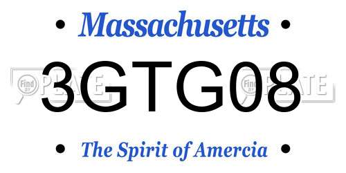 3GTG08 Massachusetts License Plate