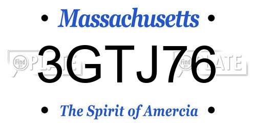 3GTJ76 Massachusetts License Plate