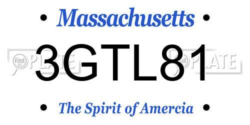 3GTL81 Massachusetts License Plate