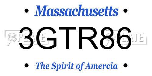 3GTR86 Massachusetts License Plate