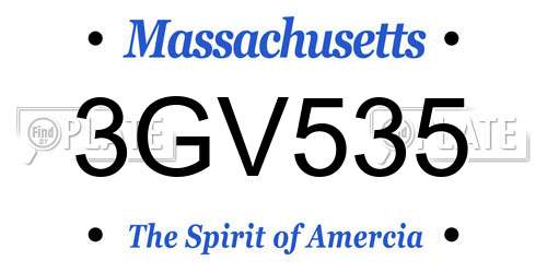 3GV535 Massachusetts License Plate
