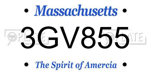 3GV855 Massachusetts License Plate