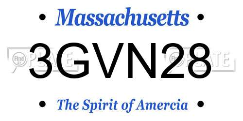 3GVN28 Massachusetts License Plate