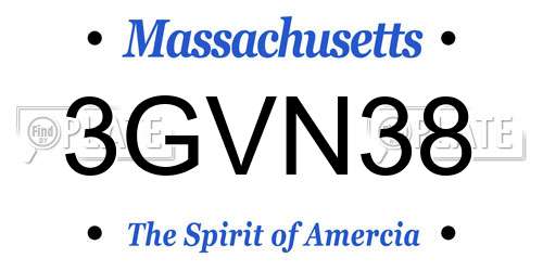 3GVN38 Massachusetts License Plate