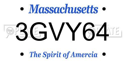 3GVY64 Massachusetts License Plate