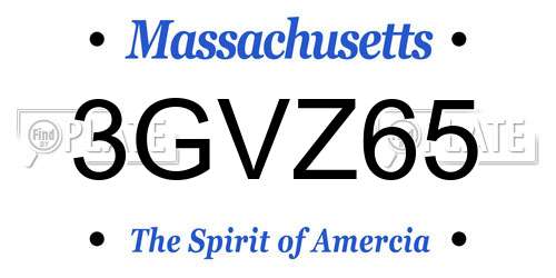 3GVZ65 Massachusetts License Plate