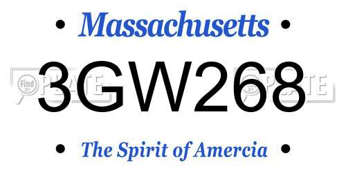 3GW268 Massachusetts License Plate