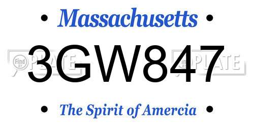 3GW847 Massachusetts License Plate