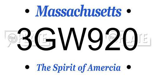 3GW920 Massachusetts License Plate