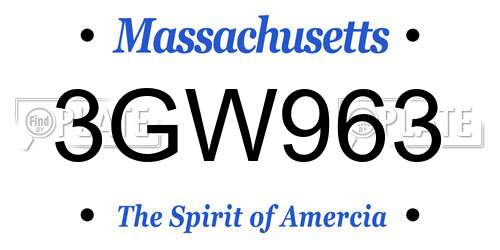 3GW963 Massachusetts License Plate