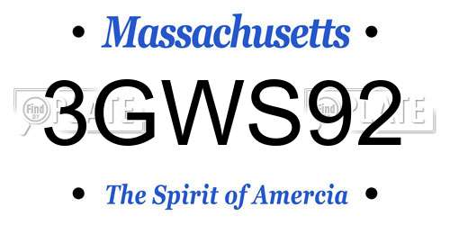 3GWS92 Massachusetts License Plate