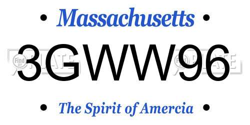 3GWW96 Massachusetts License Plate