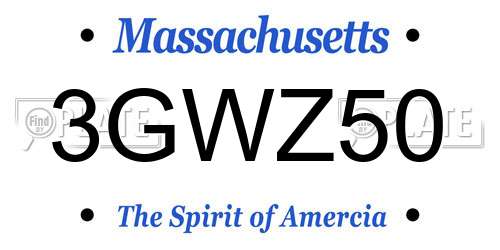 3GWZ50 Massachusetts License Plate