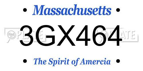 3GX464 Massachusetts License Plate