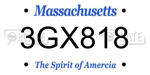 3GX818 Massachusetts License Plate