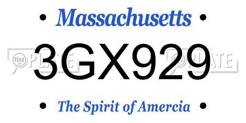 3GX929 Massachusetts License Plate