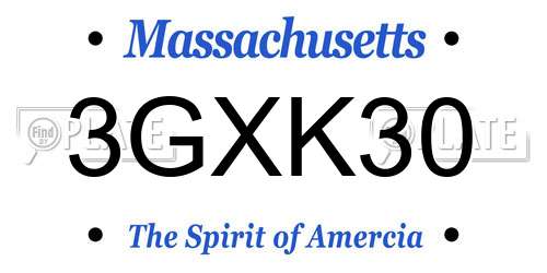 3GXK30 Massachusetts License Plate