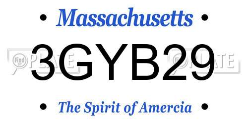 3GYB29 Massachusetts License Plate