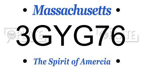 3GYG76 Massachusetts License Plate