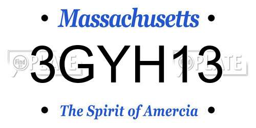 3GYH13 Massachusetts License Plate