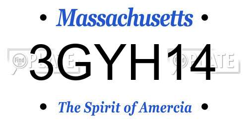 3GYH14 Massachusetts License Plate
