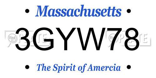 3GYW78 Massachusetts License Plate