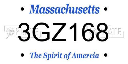 3GZ168 Massachusetts License Plate