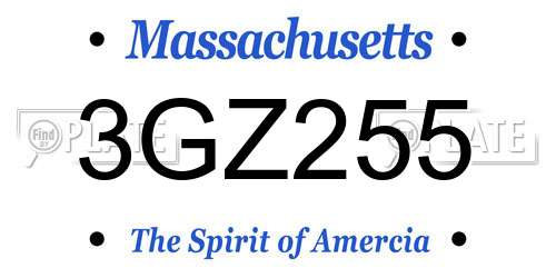 3GZ255 Massachusetts License Plate