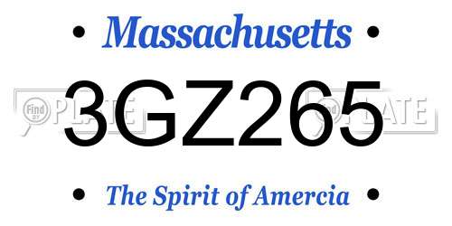 3GZ265 Massachusetts License Plate