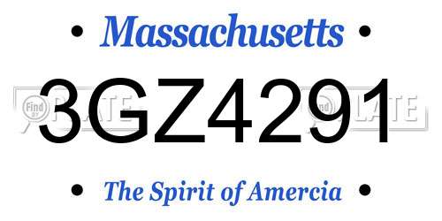 3GZ4291 Massachusetts License Plate