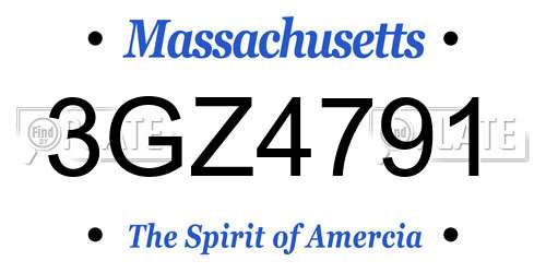 3GZ4791 Massachusetts License Plate