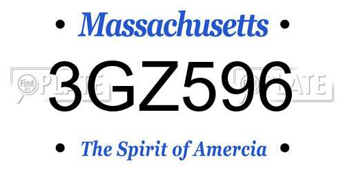 3GZ596 Massachusetts License Plate