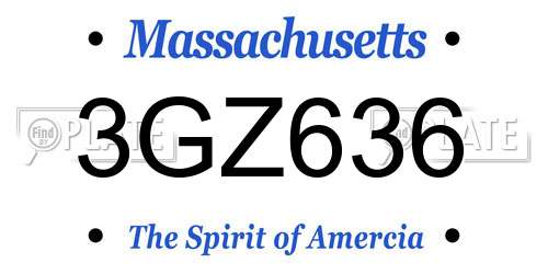 3GZ636 Massachusetts License Plate