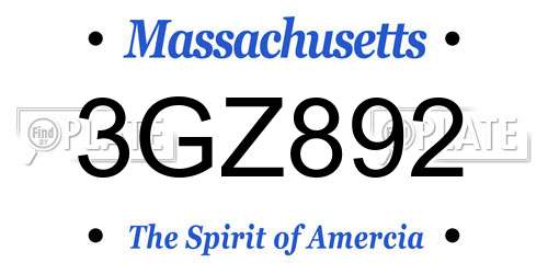 3GZ892 Massachusetts License Plate