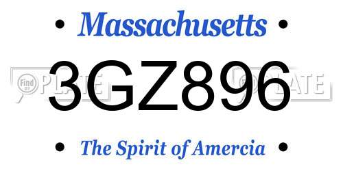 3GZ896 Massachusetts License Plate