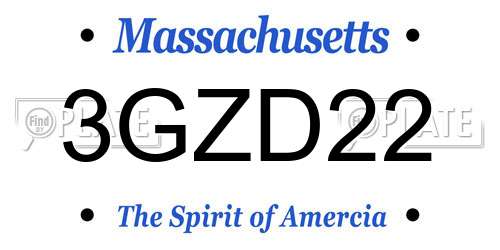 3GZD22 Massachusetts License Plate