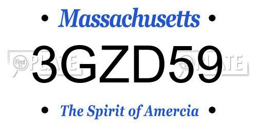3GZD59 Massachusetts License Plate