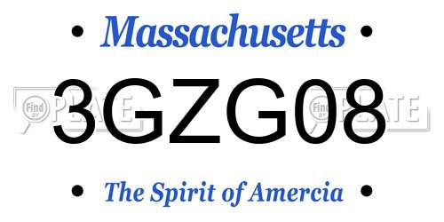 3GZG08 Massachusetts License Plate