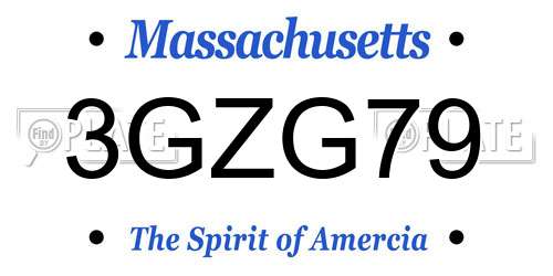 3GZG79 Massachusetts License Plate