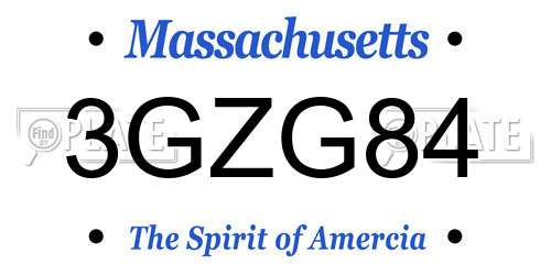 3GZG84 Massachusetts License Plate