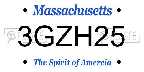 3GZH25 Massachusetts License Plate