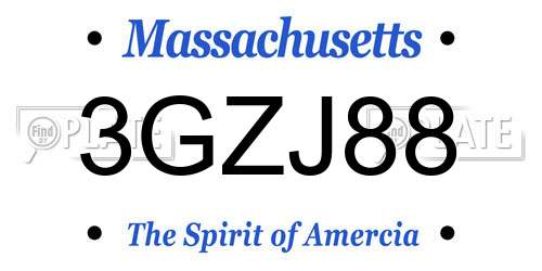 3GZJ88 Massachusetts License Plate