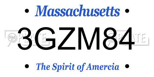 3GZM84 Massachusetts License Plate